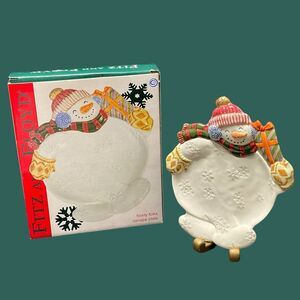 Fitz & Floyd Classics Frosty Folks Christmas Snowman Serving Plate Dish 10-1/2”